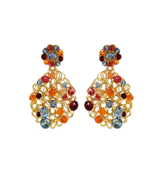 Teardrop-Mesh-Blue-Red-Orange-Gold-Aurora-Drop-Handmade-Crochet-Earrings18k-gold-filled-wire-hypoallergenic-lightweight-statement-soul-collection