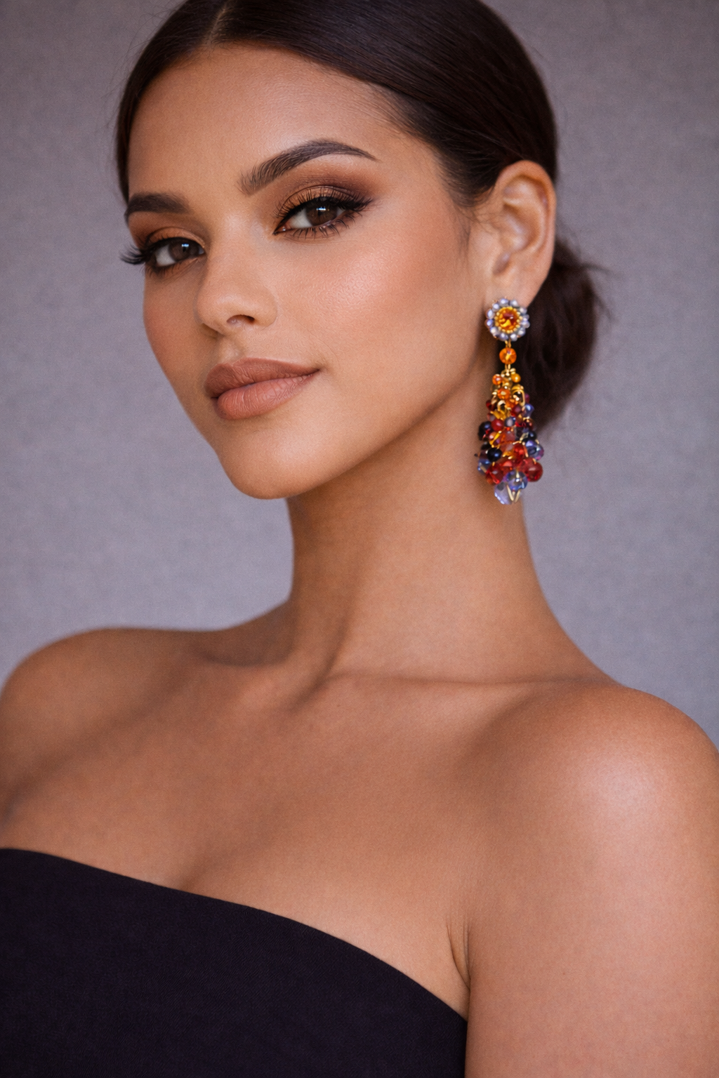 handmade-crochet-earrings-hoops-and-floral-studs-18k-gold-filled-wire-hypoallergenic-lightweight-handmade-jewelry-statement-earrings-for-women-soul-collection-brazilian-Model-AI