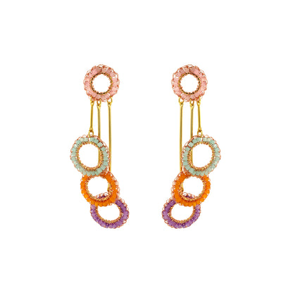 Triple-Dangle-Green-Pink-Purple-Orange-Nora-Chandelier-Handmade-Crochet-Earrings-18k-gold-filled-wire-hypoallergenic-lightweight-statement-brazilian-soul-collection