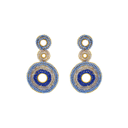 Triple-Mandala-Blue-Gold-Gia-Cascade-Handmade-Crochet-Earrings-18k-gold-filled-wire-hypoallergenic-lightweight-statement-soul-collection