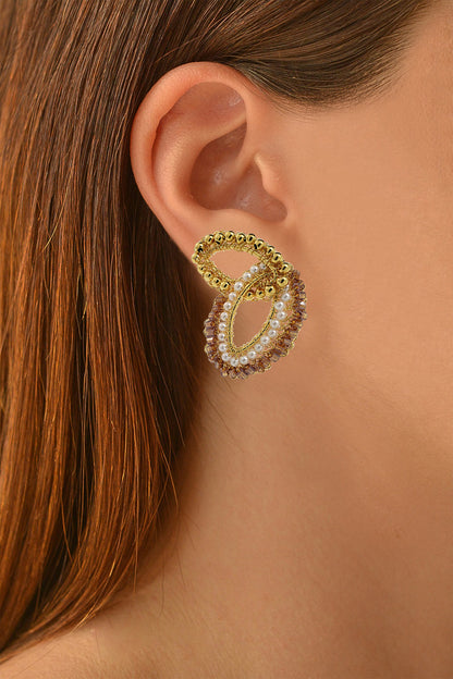 Golden Mix Kai Crochet Post Handmade Earrings