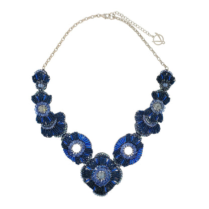 Royal Blue Mix Chess Maxi Handmade Crochet Necklace