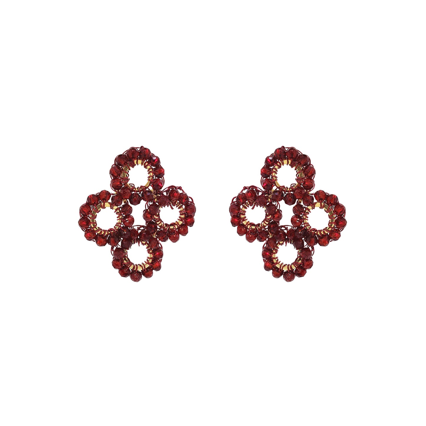Cherry Red Clubs Handmade Crochet Earrings