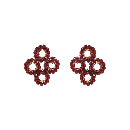 Cherry Red Clubs Handmade Crochet Earrings