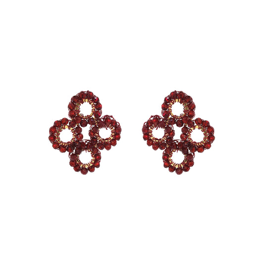 Cherry Red Clubs Handmade Crochet Earrings