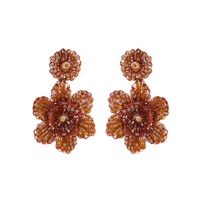 Mystic Amber Mini Blossom Handmade Crochet Earrings