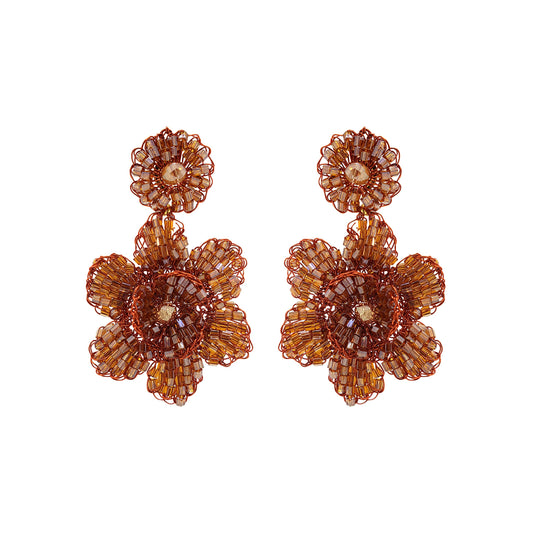 Mystic Amber Mini Blossom Handmade Crochet Earrings
