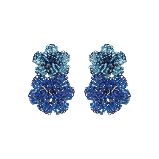 Blue Mix Flora Duo Handmade Crochet Earrings