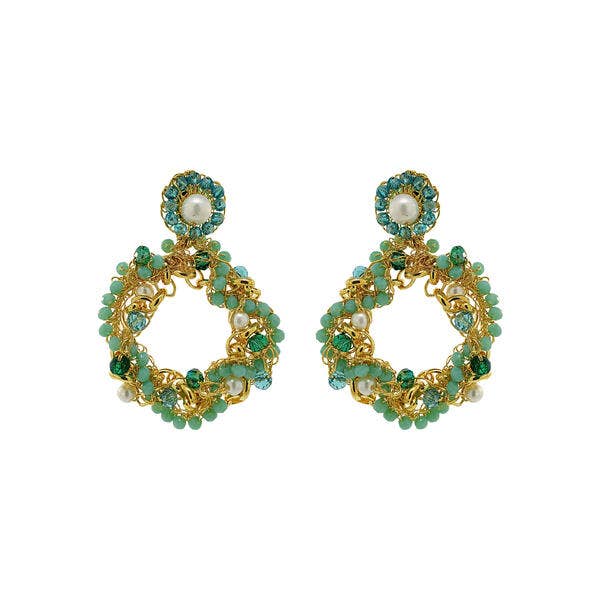 Ocean Teal Mix Hera Handmade Crochet Earrings