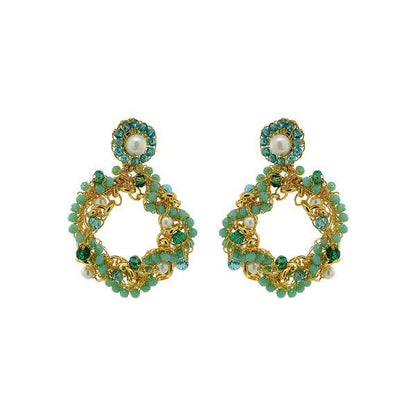 Ocean Teal Mix Hera Handmade Crochet Earrings