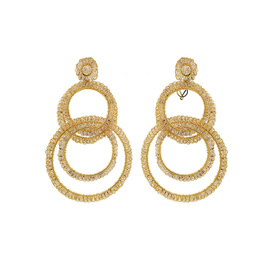 Clear & Gold Mila Handmade Crochet Earrings