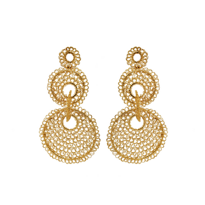 All Gold Iris Handmade Crochet Earrings – Lavish by Tricia Milaneze All Gold Iris Handmade Crochet Earrings – Lavish by Tricia Milaneze