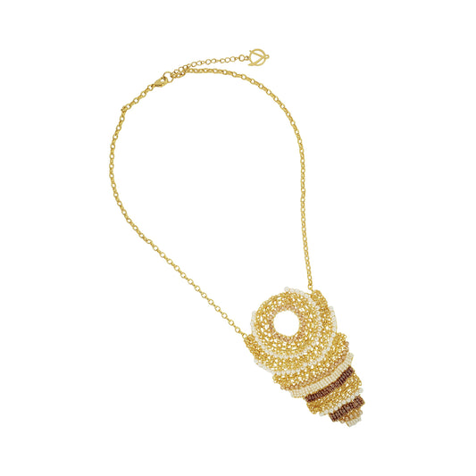 Golden Mix Ripples Handmade Crochet Necklace