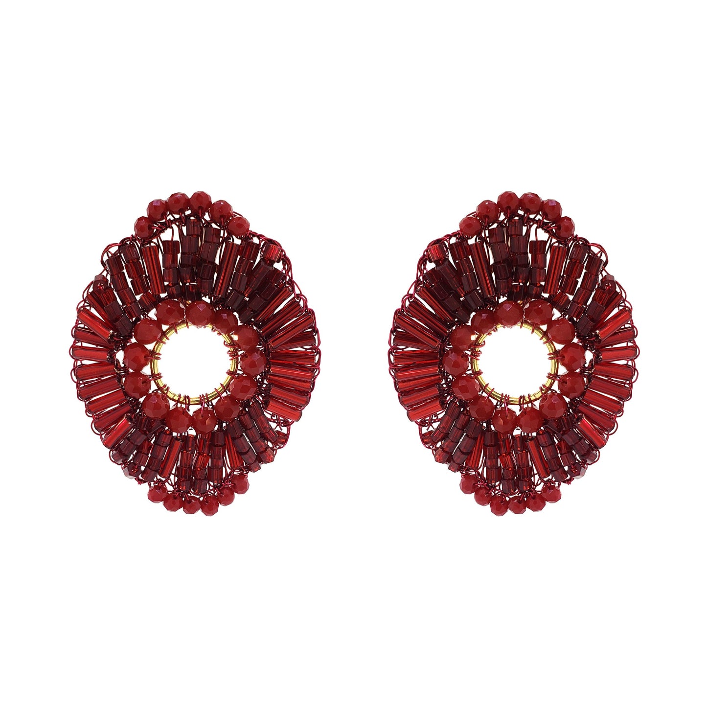 Cherry Red Mix Rooks Handmade Crochet Earrings