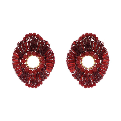 Cherry Red Mix Rooks Handmade Crochet Earrings