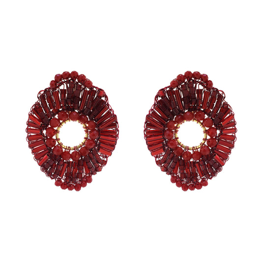 Cherry Red Mix Rooks Handmade Crochet Earrings