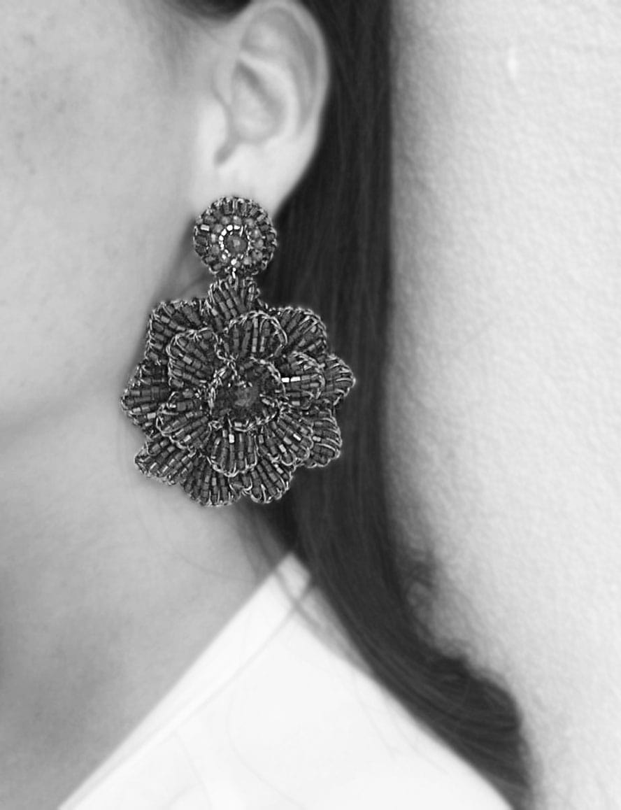 Red & Gold Blossom Handmade Crochet Large Earrings