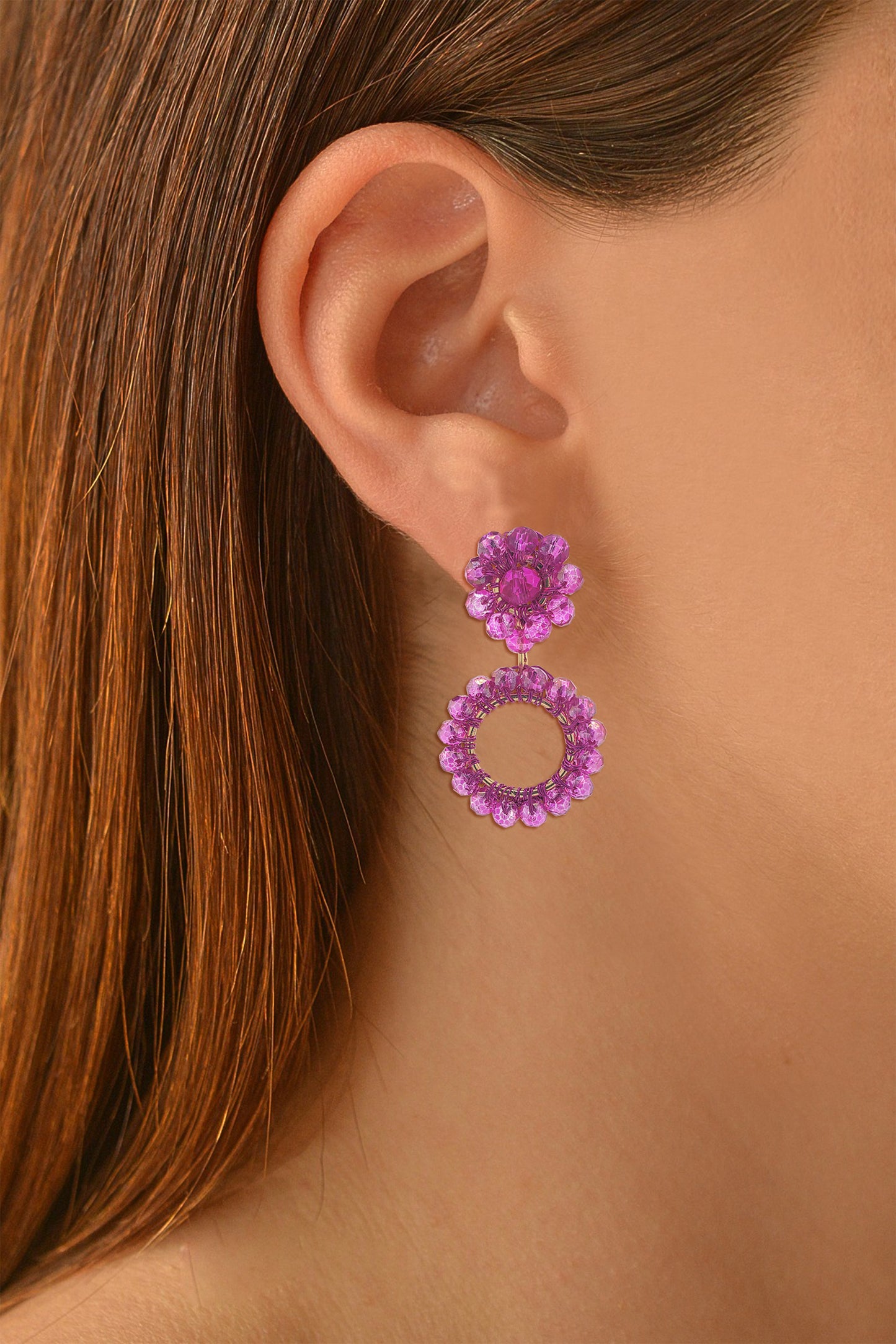 Pink Leah Mini Handmade Crochet Earrings