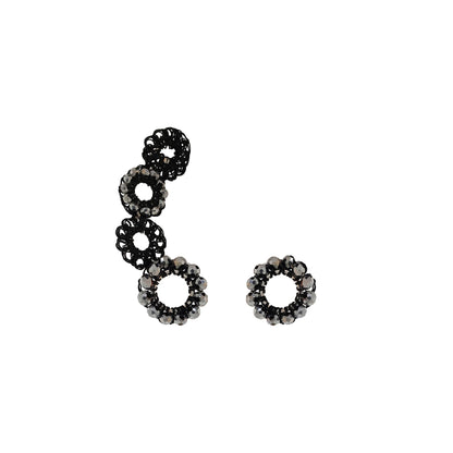 Royal Black Mix Clubs Handmade Crochet Earcuff
