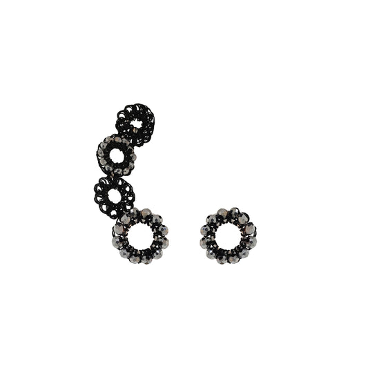 Royal Black Mix Clubs Handmade Crochet Earcuff