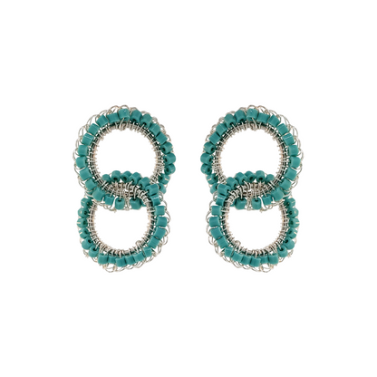 Turquoise & Silver Nova Handmade Crochet Earrings
