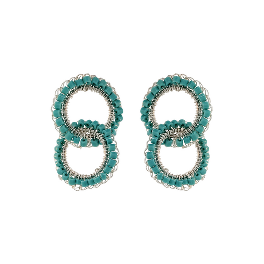 Turquoise & Silver Nova Handmade Crochet Earrings