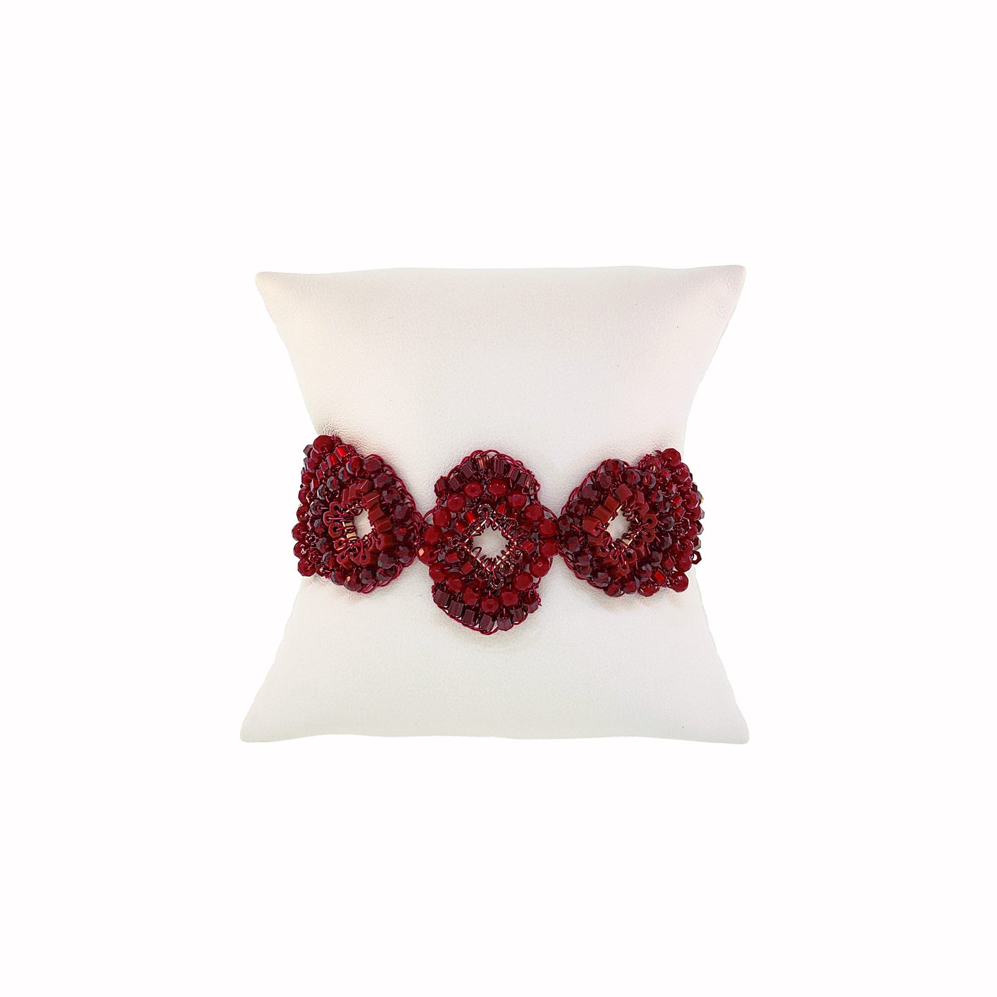 Cherry Red Mix Puzzle Handmade Crochet Bracelet