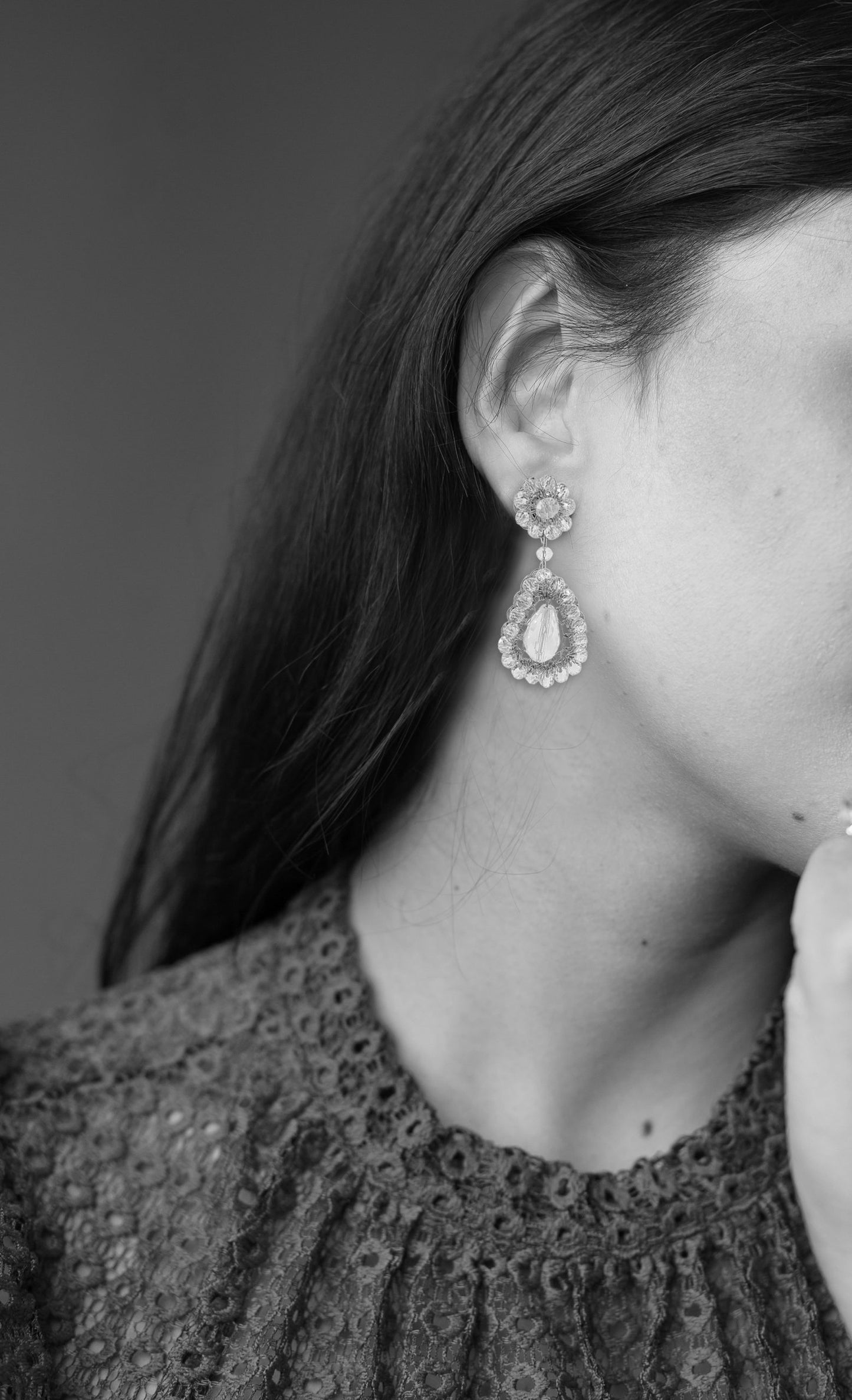 Clear & Gold Malu Handmade Earrings