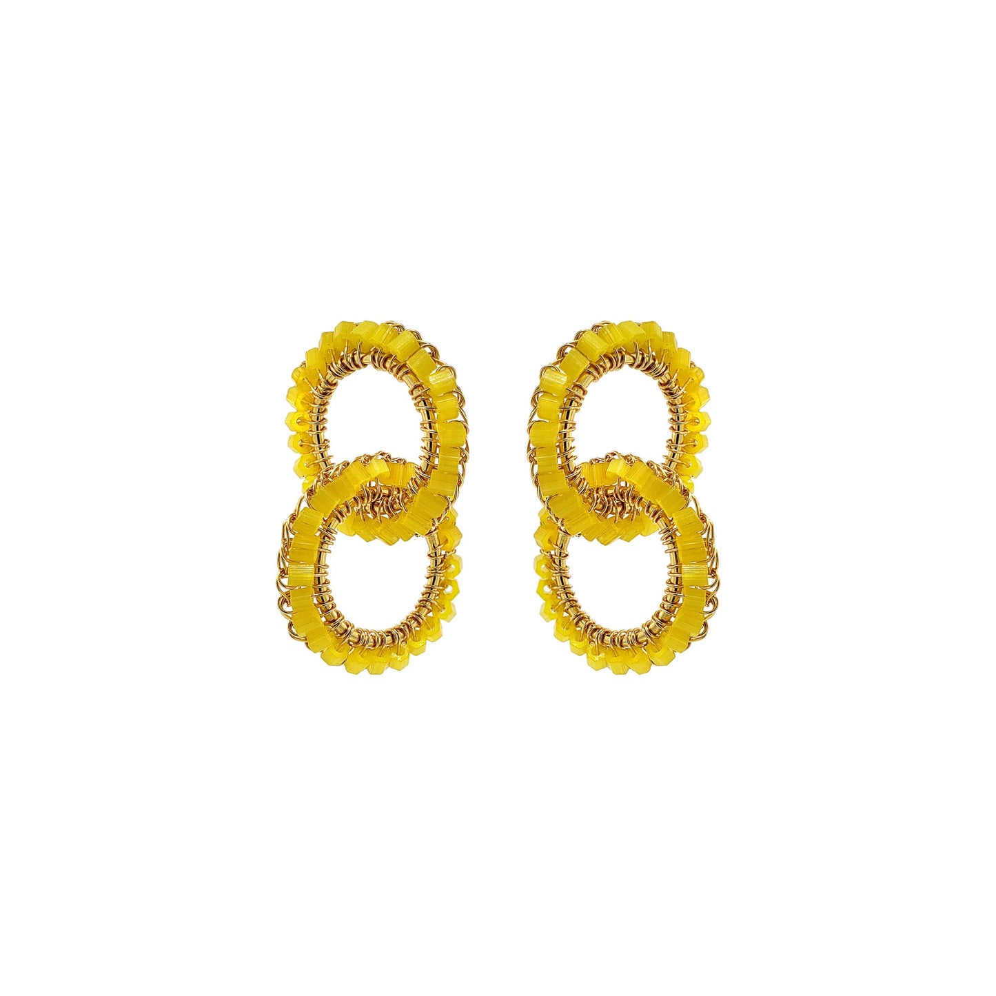 Yellow & Gold Nova Handmade Crochet Earrings