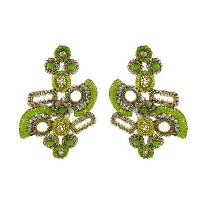 Neon Green Mix Althea Maxi Handmade Crochet Earrings