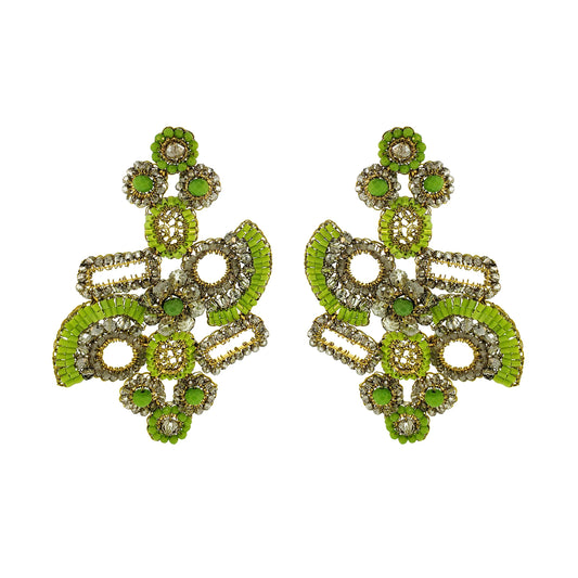Neon Green Mix Althea Maxi Handmade Crochet Earrings