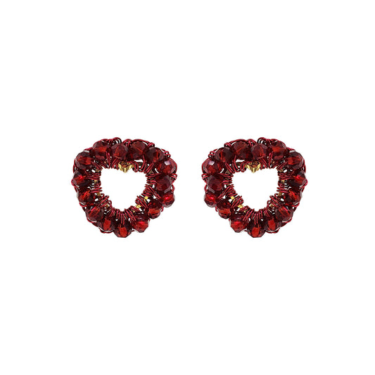 Cherry Red Mix Queen's Mini Posts Handmade Crochet Earrings