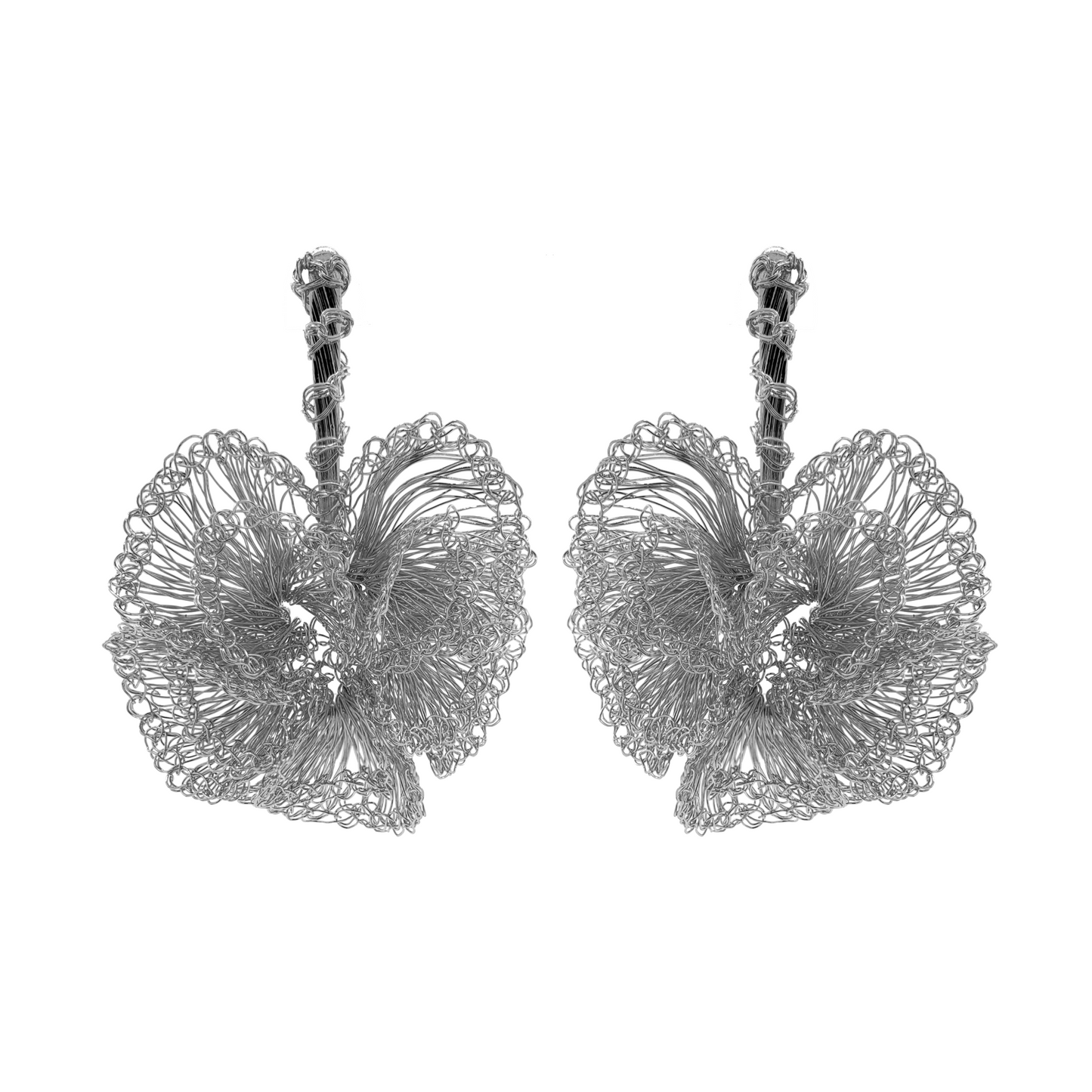 Silver Ruffled Drop Handmade Crochet Earrings