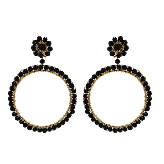 Black & Gold Leah Maxi Handmade Crochet Earrings