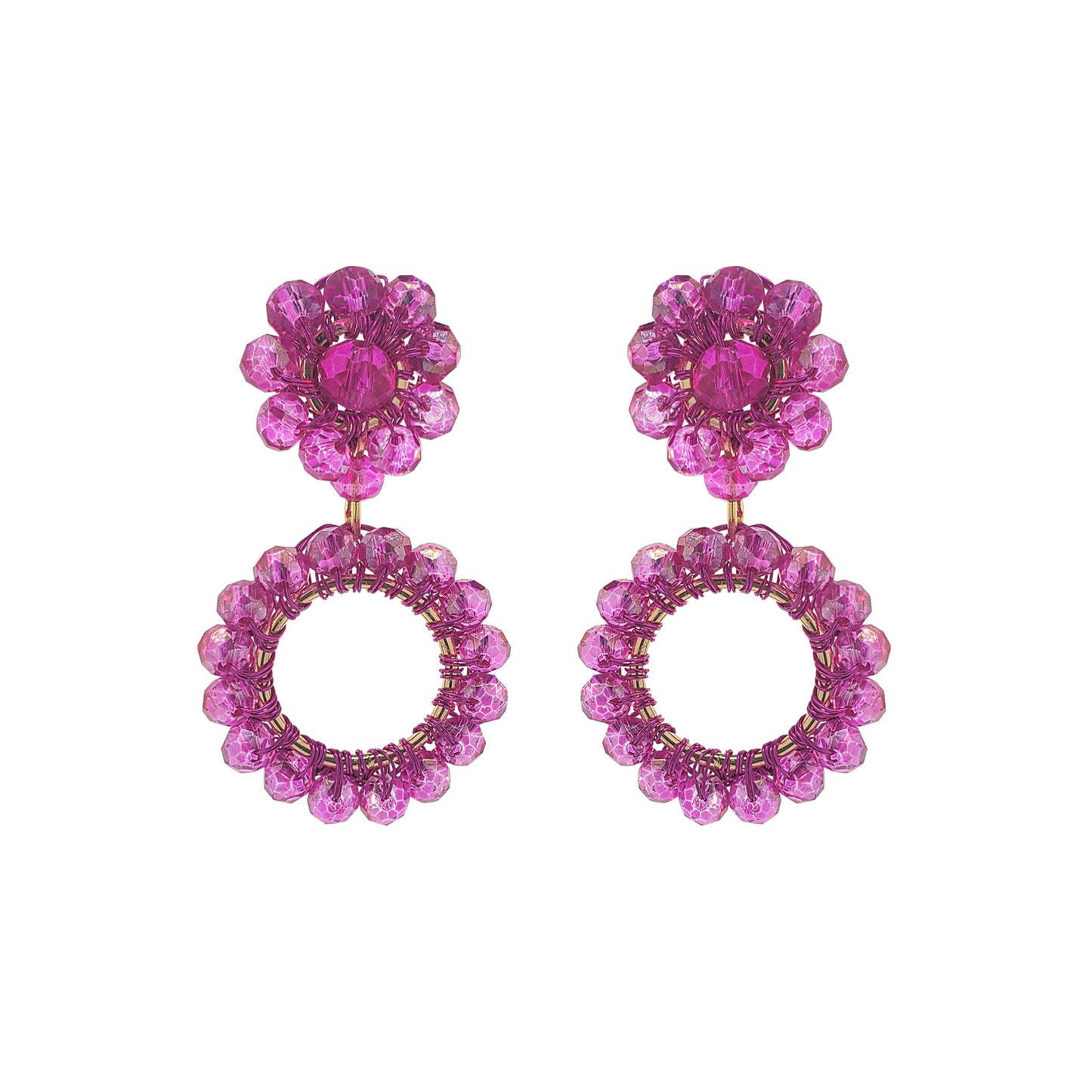 Pink Leah Mini Handmade Crochet Earrings