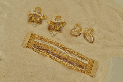 Golden Mix Kai Crochet Post Handmade Earrings