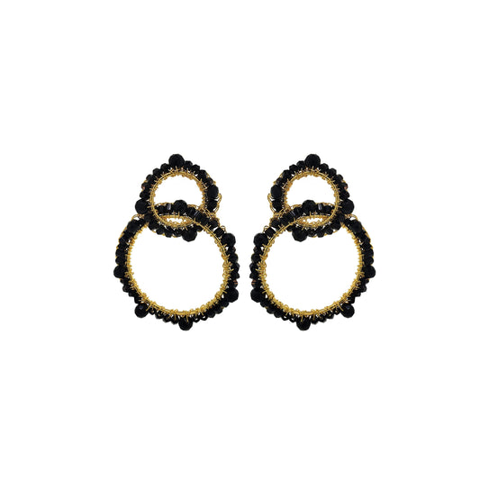 Black & Gold High Roller Handmade Crochet Earrings