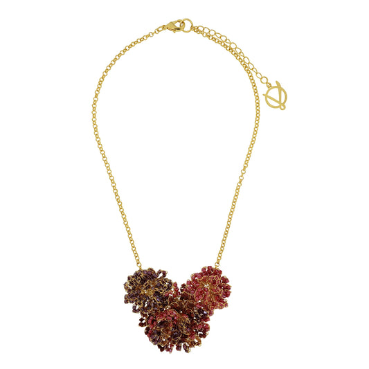 Crimson Red Mix Fiori Handmade Crochet Necklace