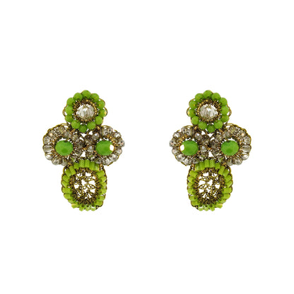 Neon Green Mix Tyche Post Handmade Crochet Earrings