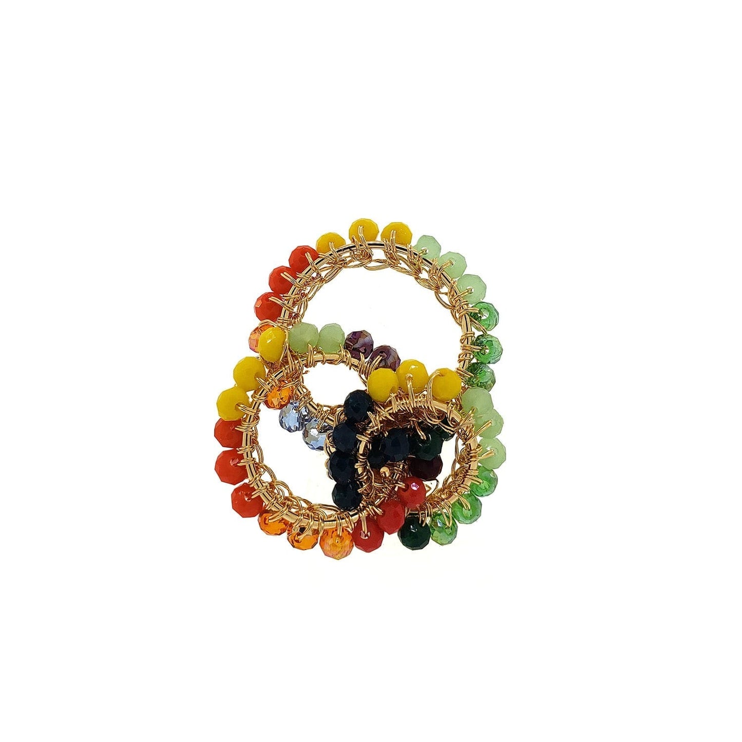 Rainbow & Gold Ellie Handmade Crochet Ring