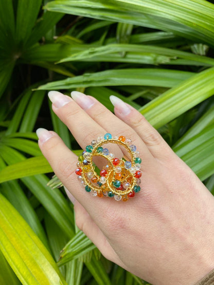 Multicolor & Gold Ellie Handmade Crochet Ring