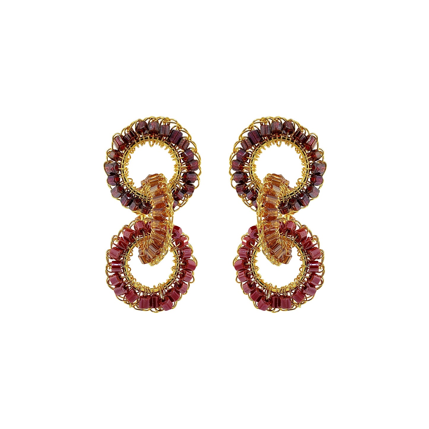 Crimson Red Mix Lola Handmade Crochet Earrings