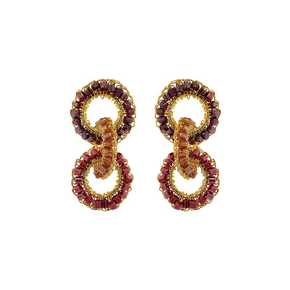 Crimson Red Mix Lola Handmade Crochet Earrings