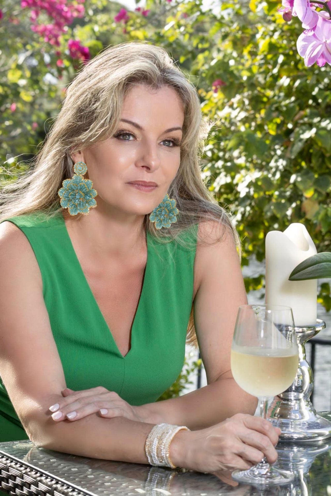 Aqua Blue Blossom Handmade Earrings