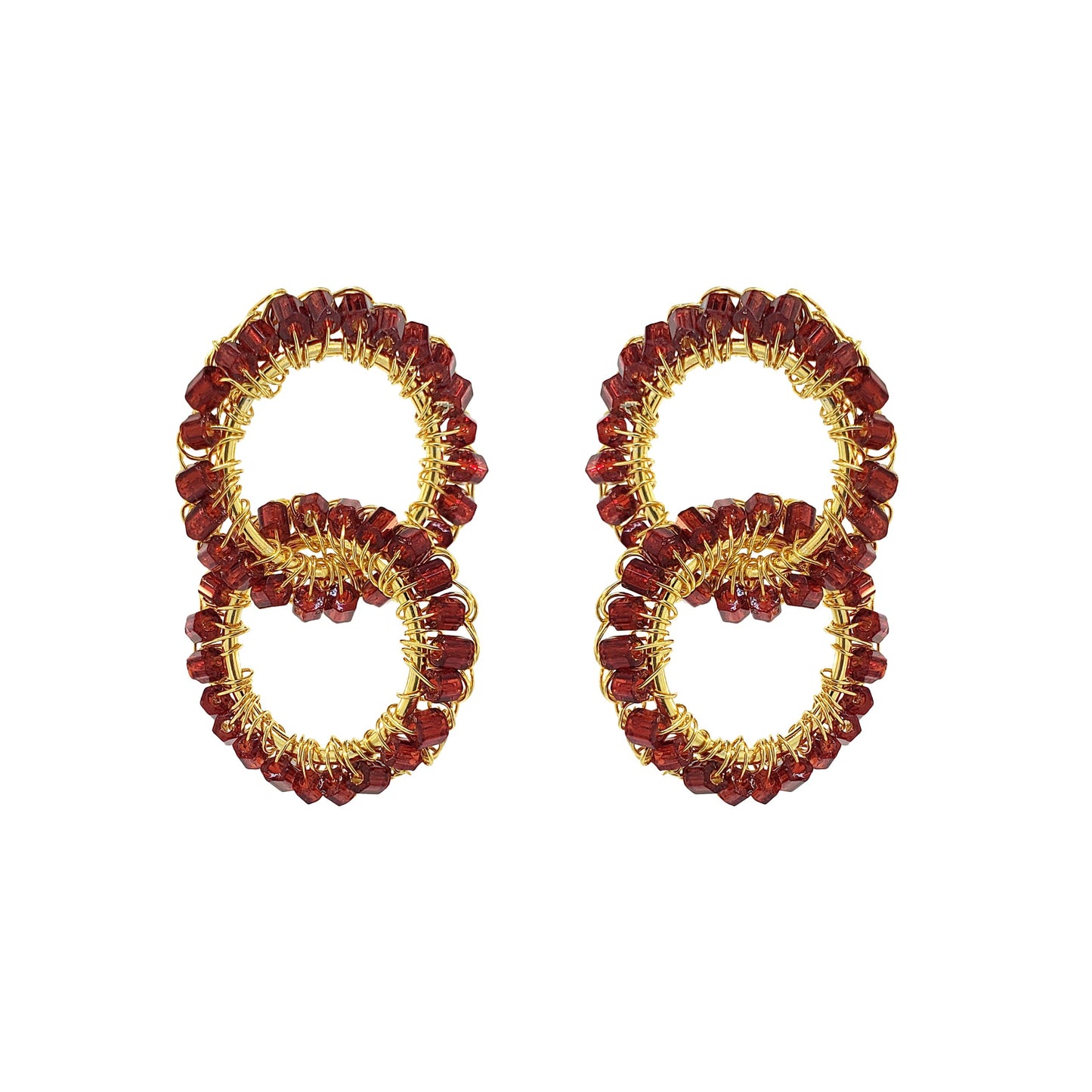 Red & Gold Nova Handmade Crochet Earrings