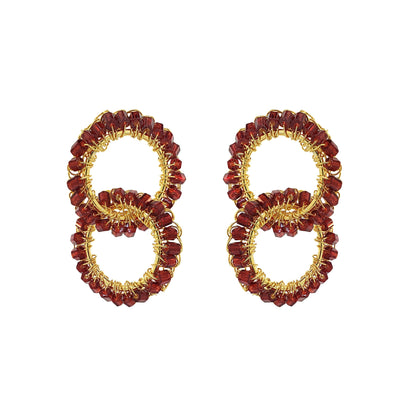 Red & Gold Nova Handmade Crochet Earrings