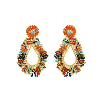 Multi & Gold Fiona Handmade Crochet Earrings