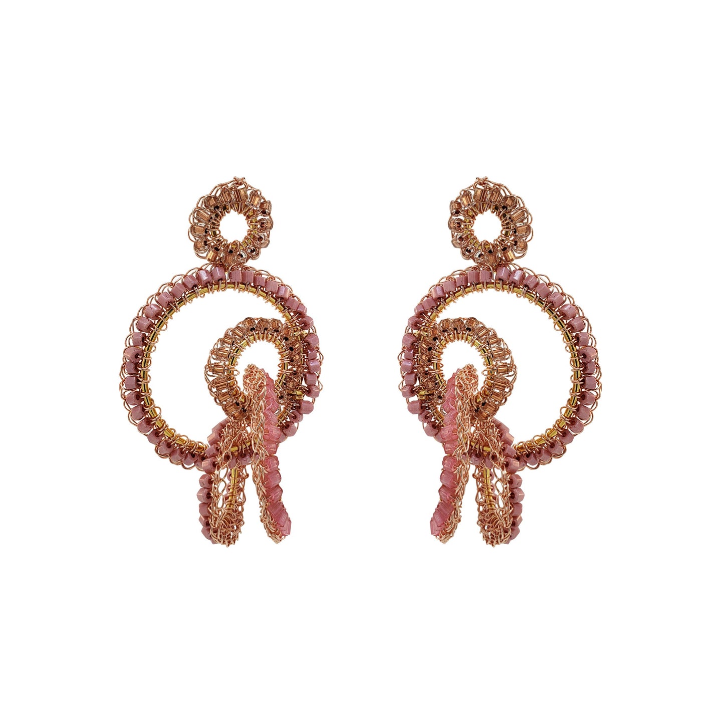 Rose Quartz Mix Clara Handmade Crochet Earrings