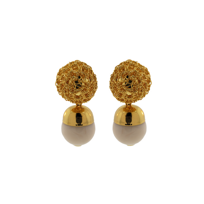 Tan & Gold Ciara Handmade Earrings