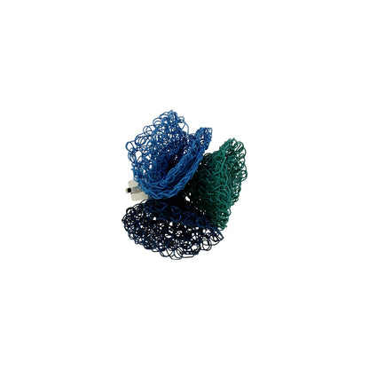 Ocean Blue Mix Reef Trio Handmade Crochet Ring